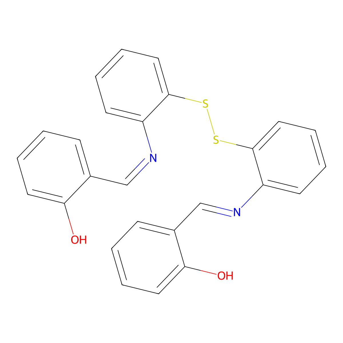 2-[(E)-[2-[[2-[(E)-(2-hydroxyphenyl)methyleneamino]phenyl]disulfanyl]phenyl]iminomethyl]phenol molecular structure, CAS 26907-82-4