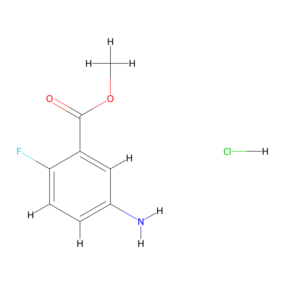 Methyl 5-amino-2-fluorobenzoate hydrochloride molecular structure, CAS 269071-91-2