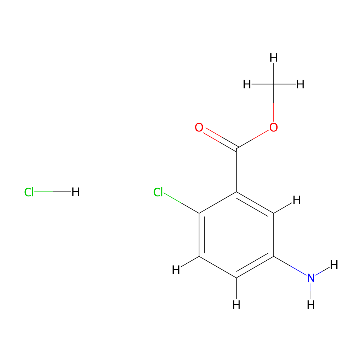 Methyl 5-amino-2-chlorobenzoate hydrochloride molecular structure, CAS 269072-19-7