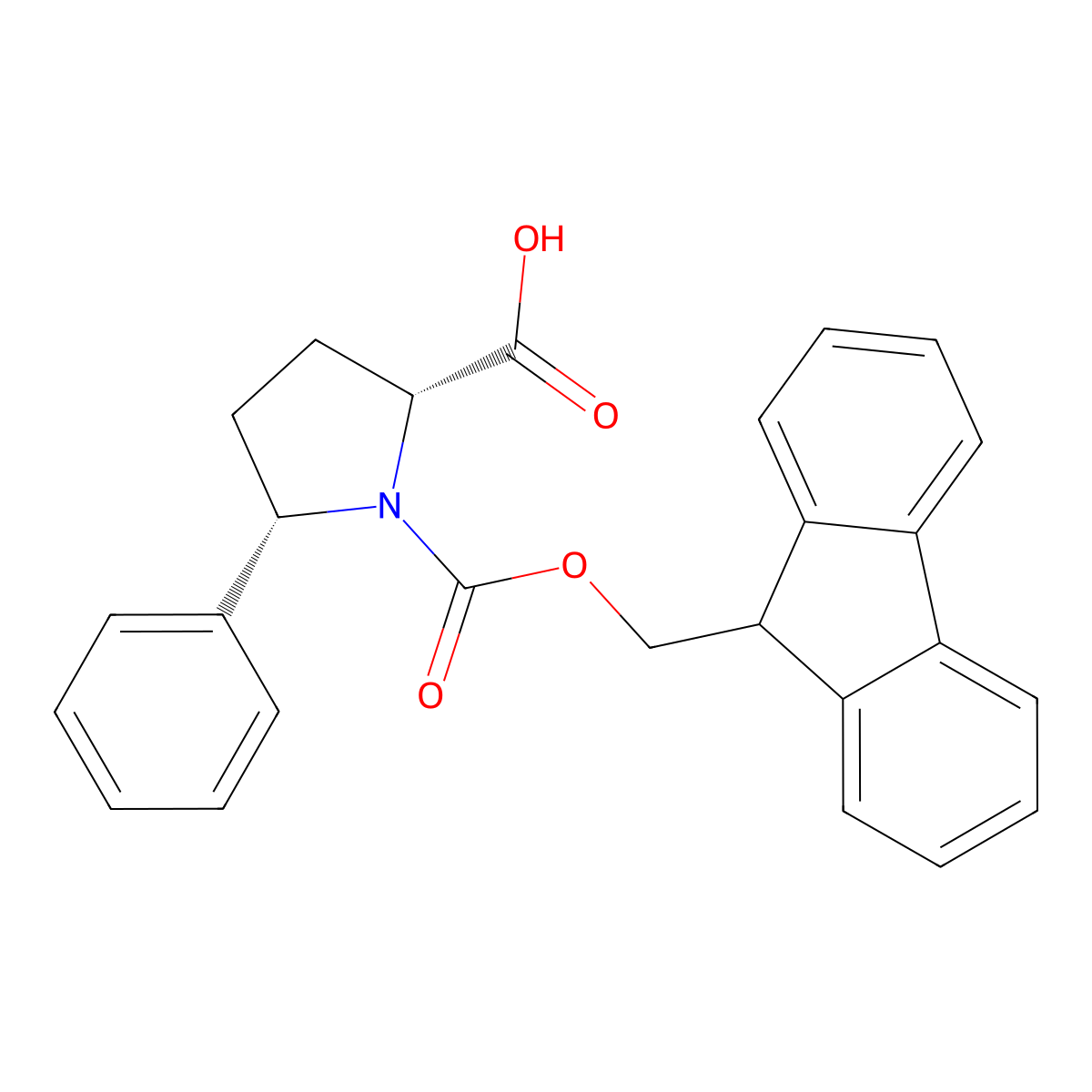 Fmoc-(2R,5S)-5-phenyl-pyrrolidine-2-carboxylic acid molecular structure, CAS 269078-69-5