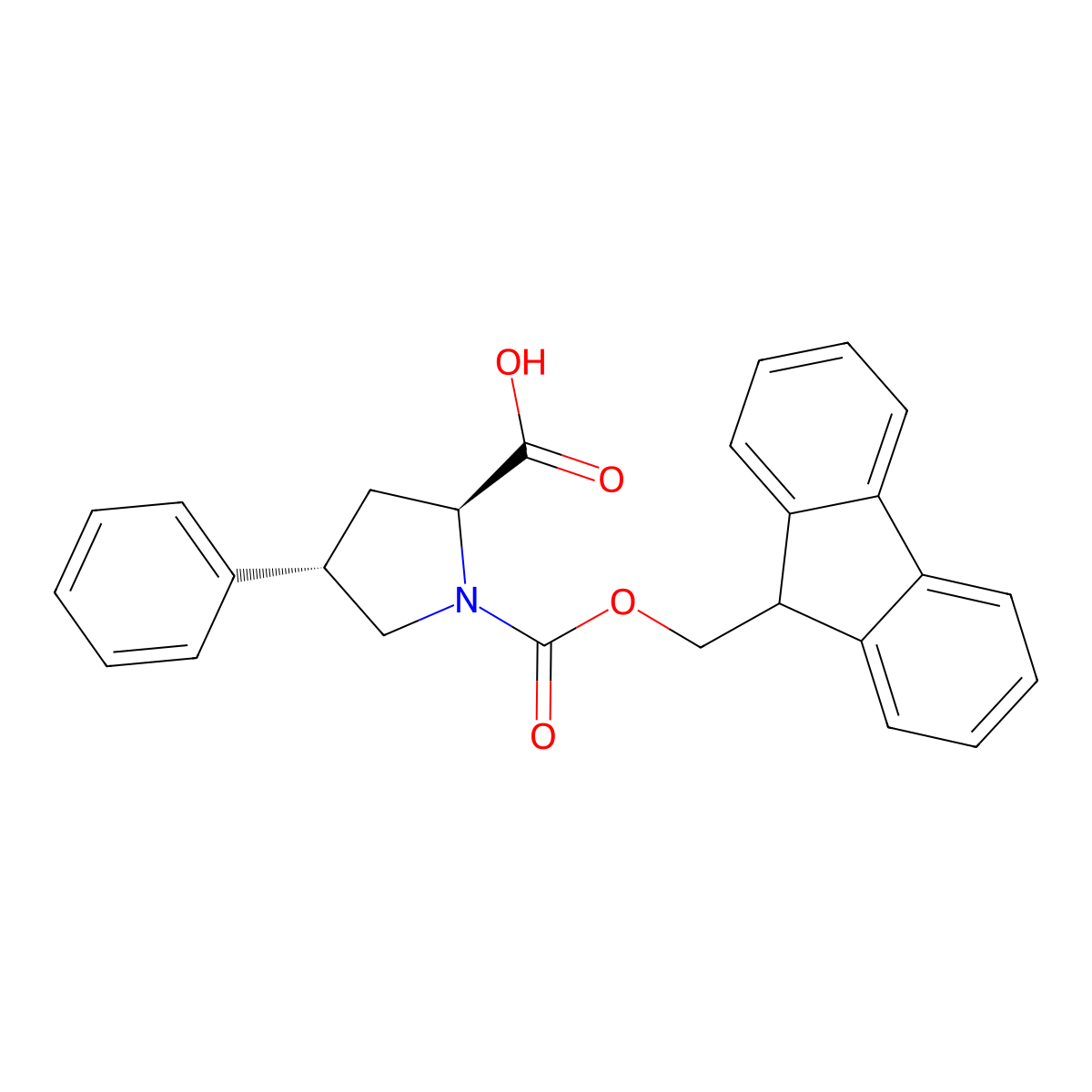 1-(9H-Fluoren-9-ylmethyl) (2S,4S)-4-phenyl-1,2-pyrrolidinedicarboxylate molecular structure, CAS 269078-71-9