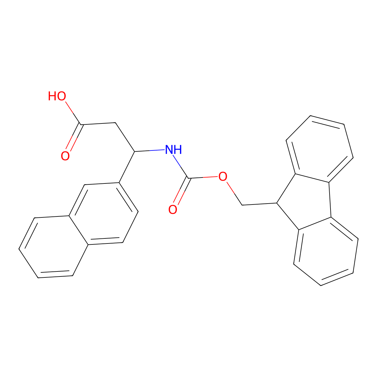 3-((((9H-Fluoren-9-yl)methoxy)carbonyl)amino)-3-(naphthalen-2-yl)propanoic acid molecular structure, CAS 269078-81-1