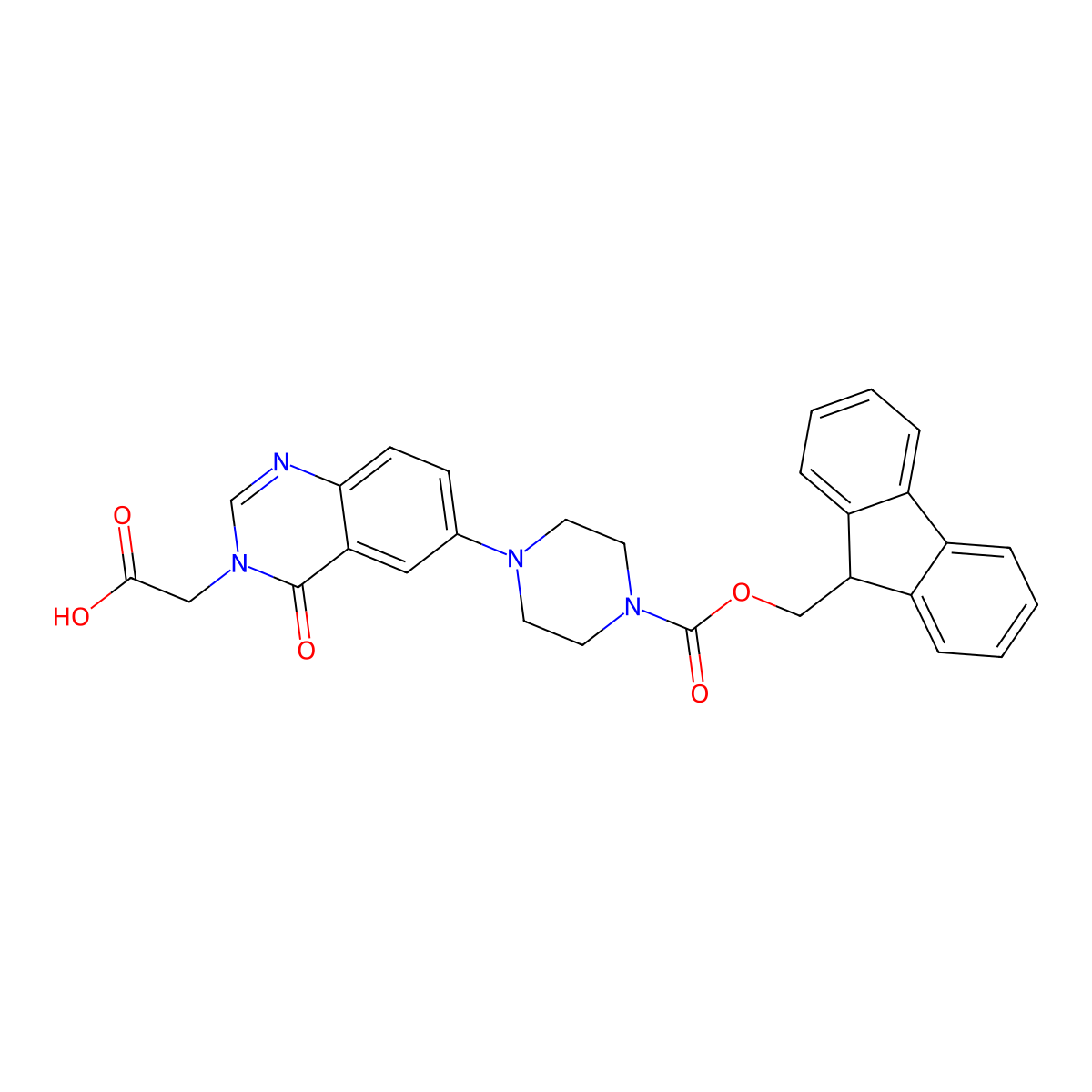 2-(6-(4-(((9H-Fluoren-9-yl)methoxy)carbonyl)piperazin-1-yl)-4-oxoquinazolin-3(4H)-yl)acetic acid molecular structure, CAS 269078-82-2