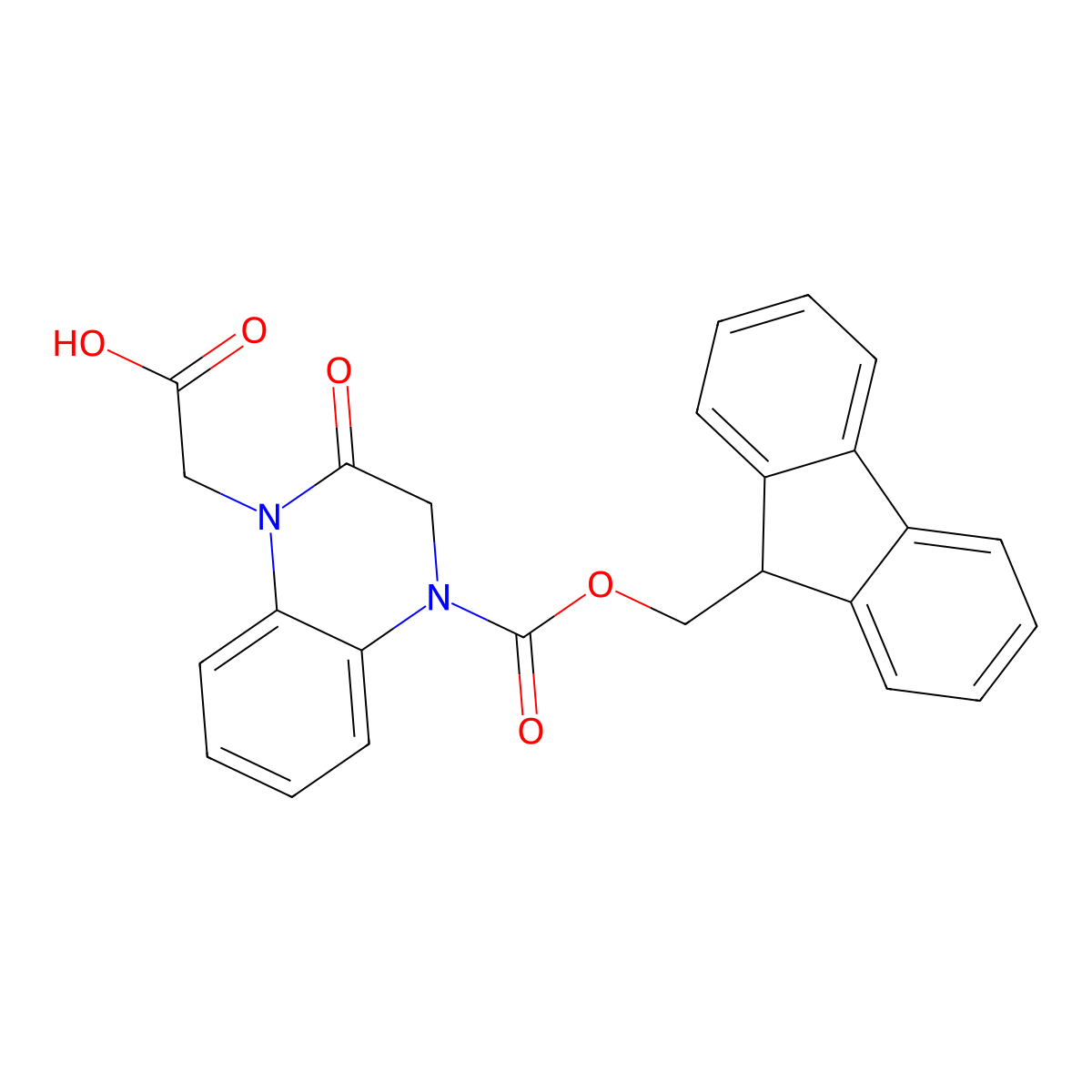 Fmoc-4-carboxymethyl-1,2,3,4-tetrahydroquinoxalin-3-one molecular structure, CAS 269078-84-4