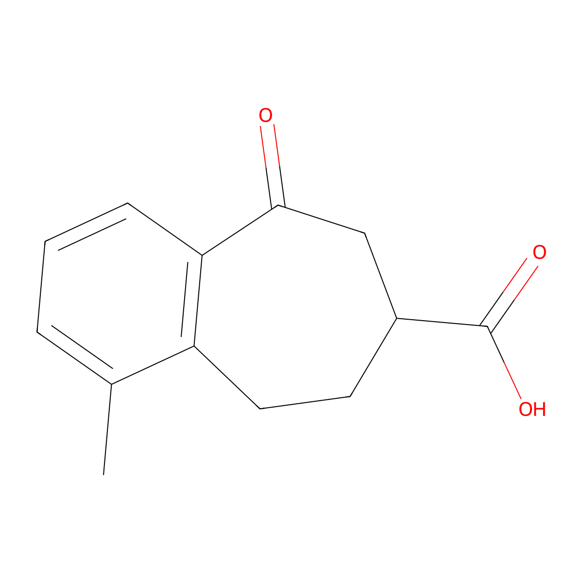 1-methyl-5-oxo-6,7,8,9-tetrahydro-5H-benzocycloheptene-7-carboxylic acid molecular structure, CAS 269084-22-2