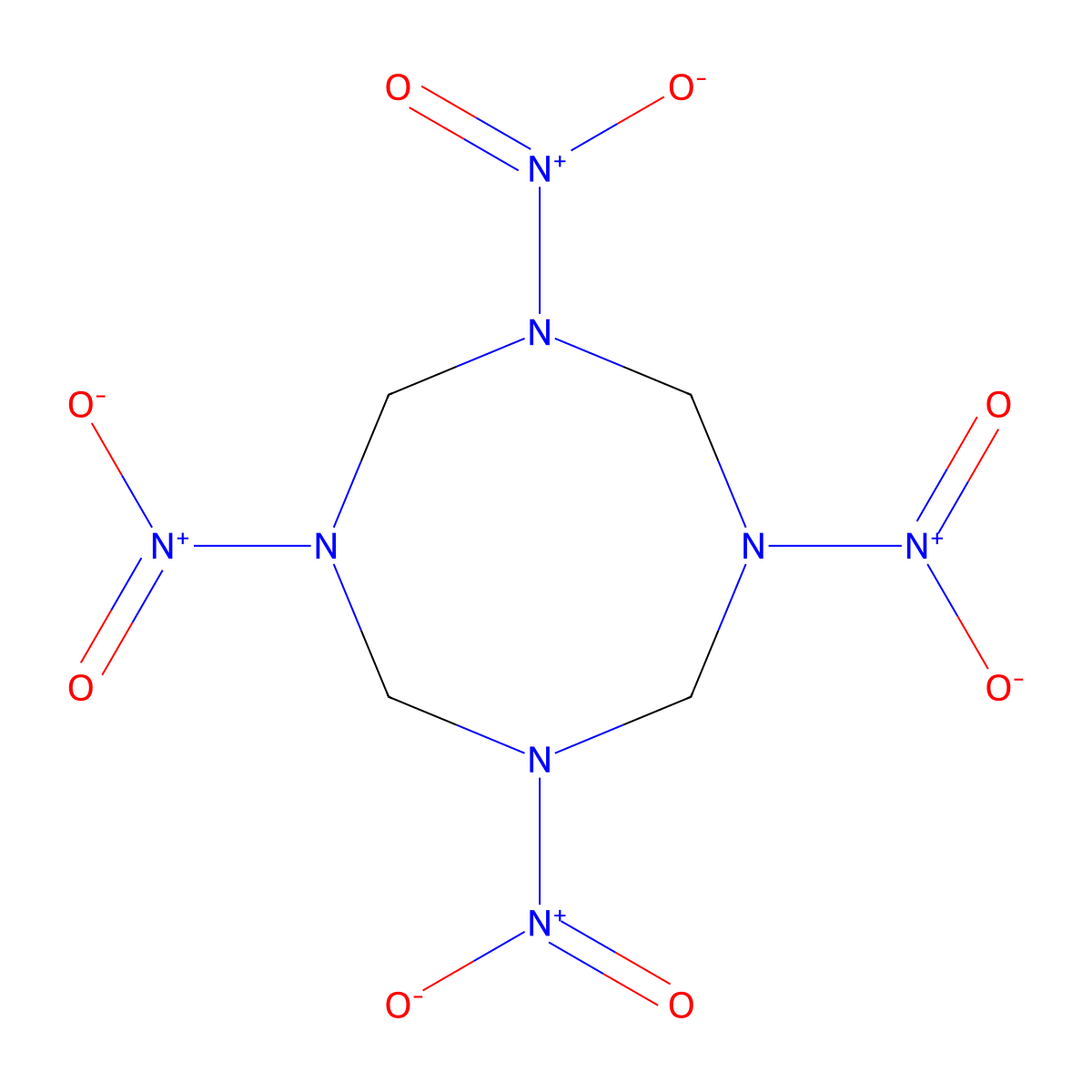 Octogen molecular structure, CAS 2691-41-0