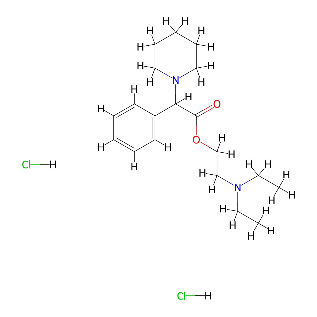 Bietamiverine dihydrochloride molecular structure, CAS 2691-46-5