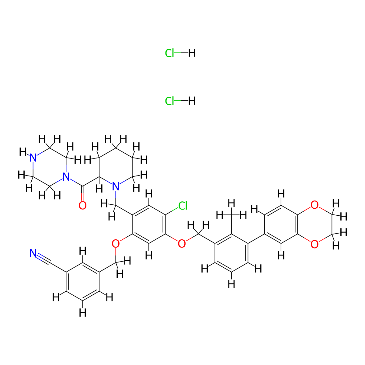 BMS-1166-N-piperidine-CO-N-piperazine dihydrochloride molecular structure, CAS 2691796-83-3