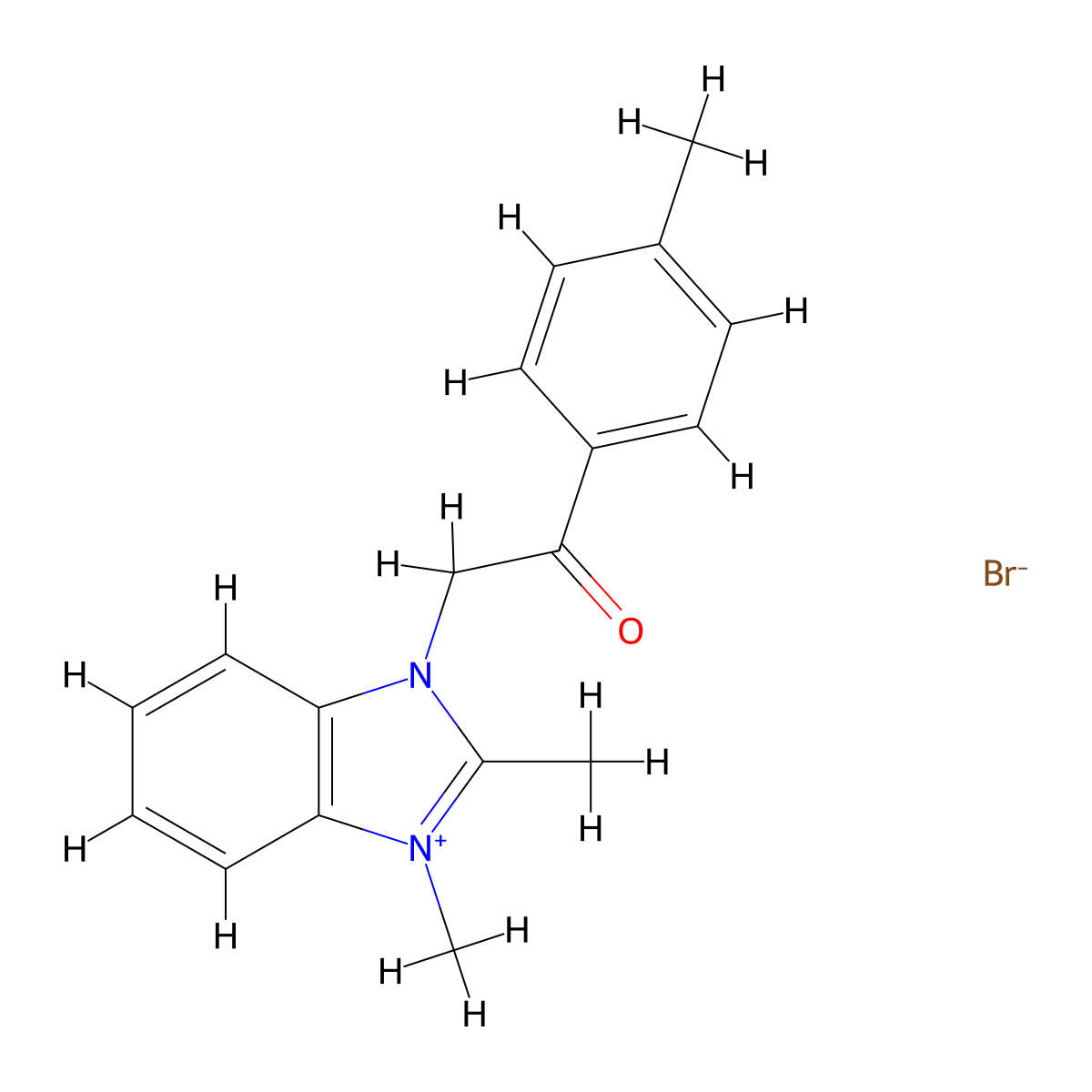 1,2-dimethyl-3-(2-oxo-2-(p-tolyl)ethyl)-1H-benzo[d]imidazol-3-ium bromide molecular structure, CAS 26921-35-7