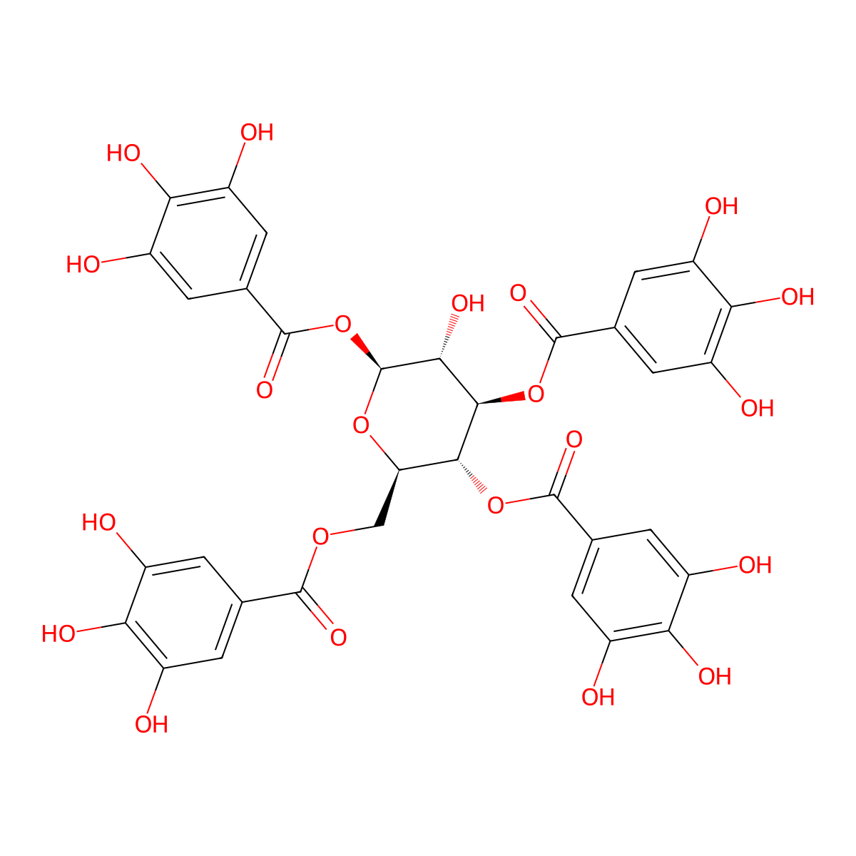 1,3,4,6-Tetra-O-Galloyl-Beta-D-Glucopyranoside molecular structure, CAS 26922-99-6