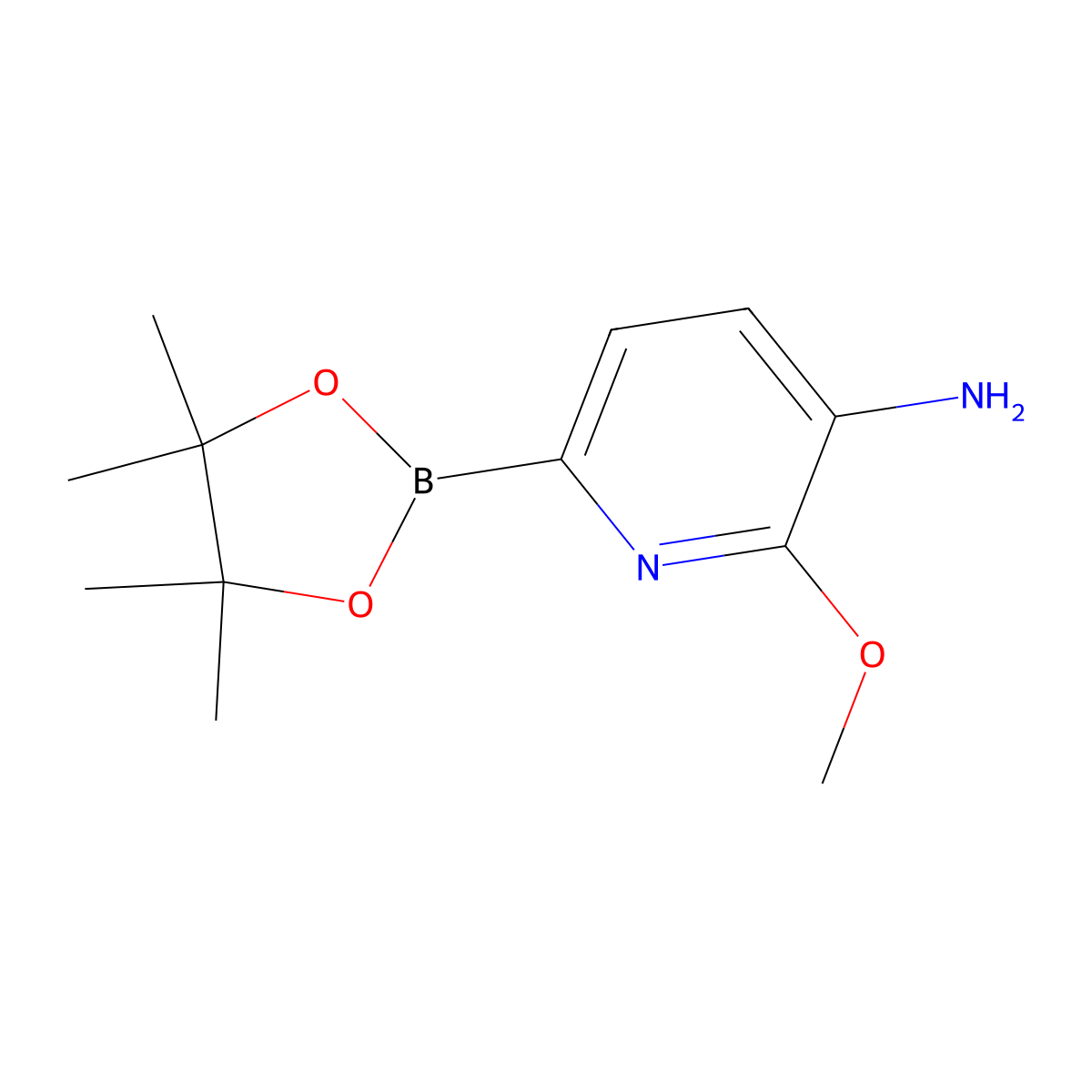 2-Methoxy-6-(4,4,5,5-tetramethyl-1,3,2-dioxaborolan-2-yl)pyridin-3-amine molecular structure, CAS 2692680-46-7