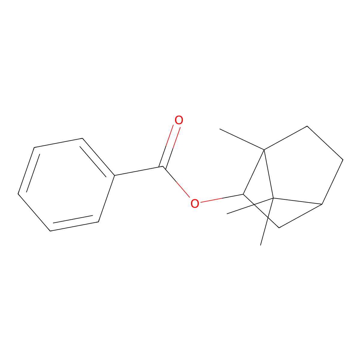 Isobornyl benzoate molecular structure, CAS 26927-89-9
