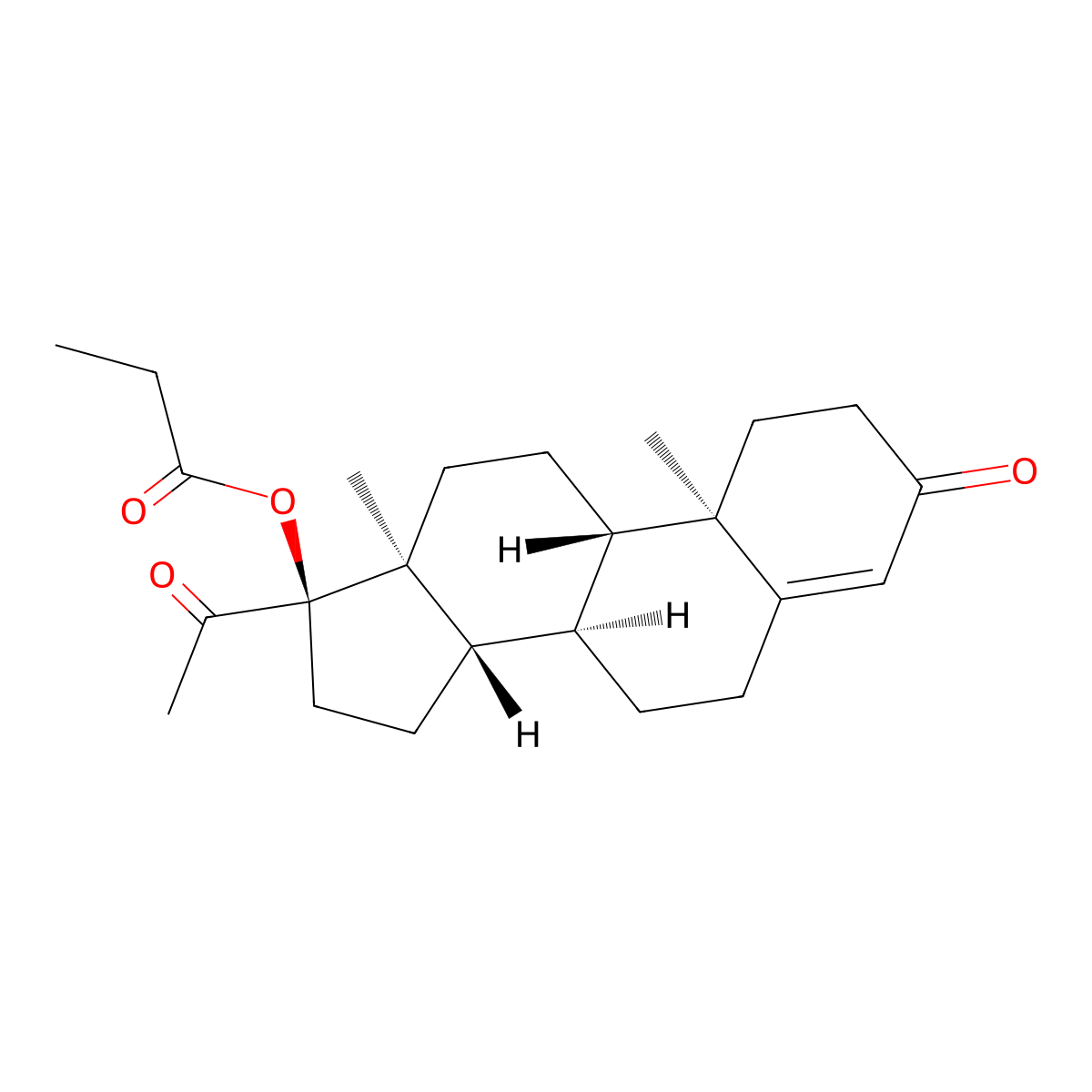 3,20-Dioxopregn-4-en-17-yl propanoate molecular structure, CAS 2693-85-8