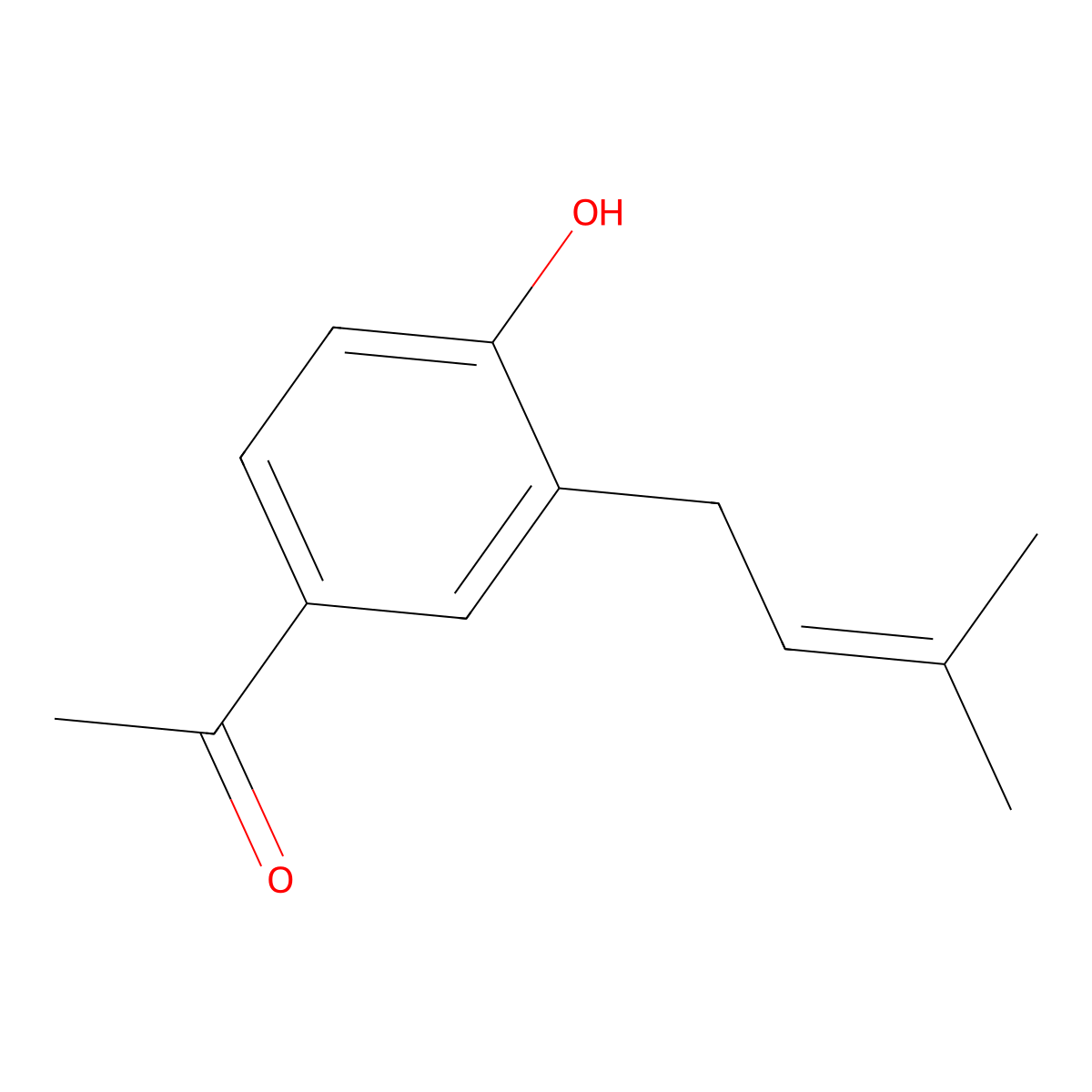 4-Hydroxy-3-(3-methyl-2-butenyl)acetophenone molecular structure, CAS 26932-05-8