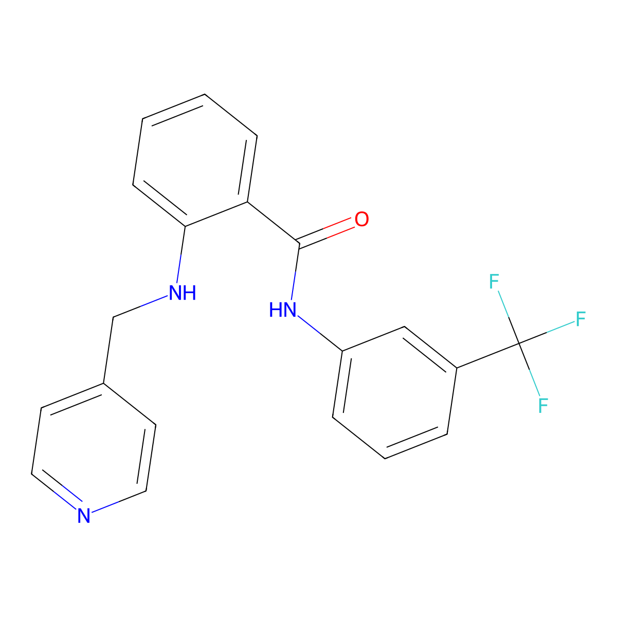 2-((4-pyridyl)methyl)amino-N-(3-(trifluoromethyl)phenyl)benzamide molecular structure, CAS 269390-77-4