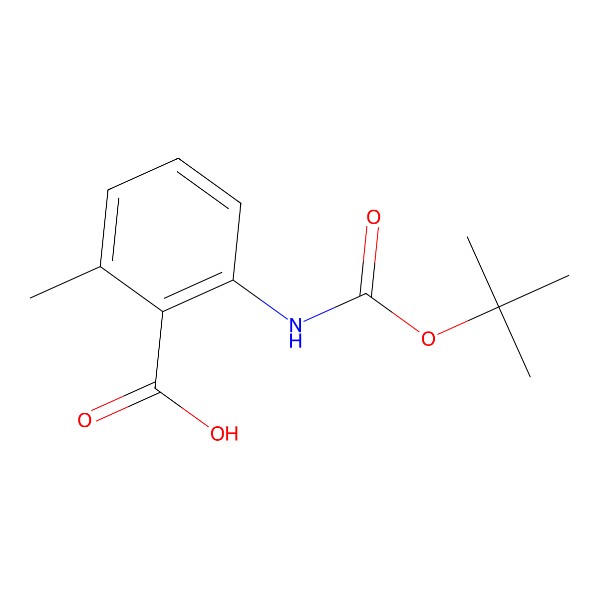 2-((tert-Butoxycarbonyl)amino)-6-methylbenzoic acid molecular structure, CAS 269391-47-1