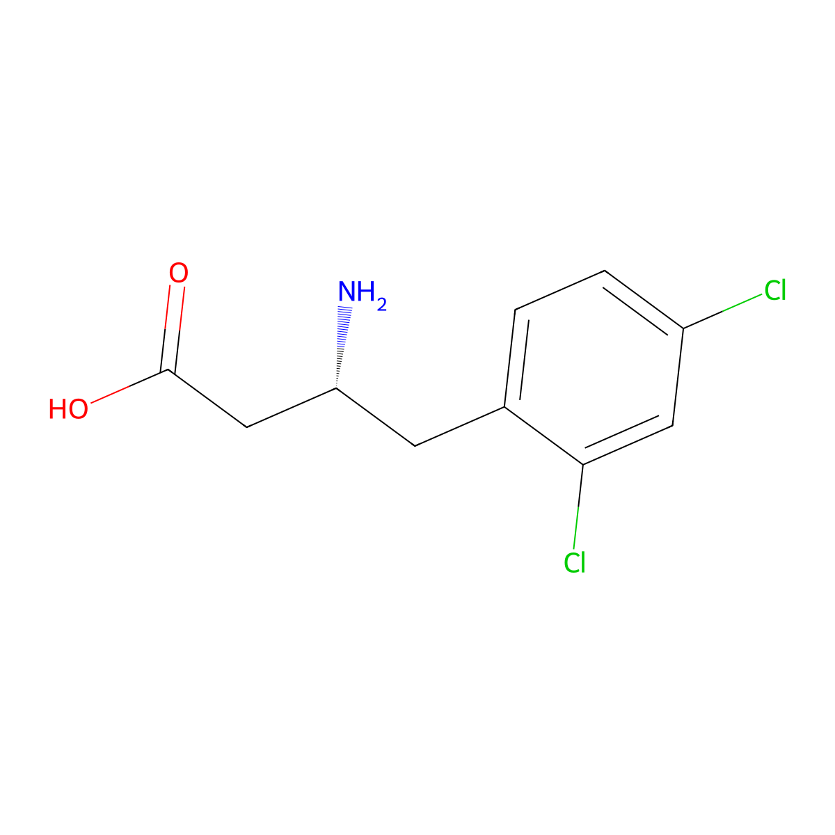 (3R)-3-amino-4-(2,4-dichlorophenyl)butanoic acid molecular structure, CAS 269396-52-3