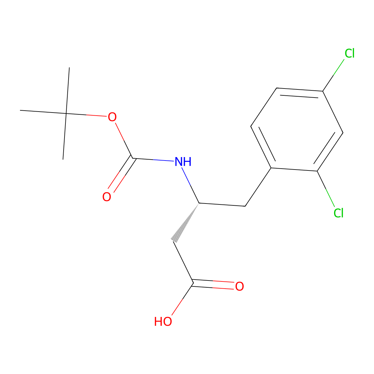(R)-3-((tert-Butoxycarbonyl)amino)-4-(2,4-dichlorophenyl)butanoic acid molecular structure, CAS 269396-53-4