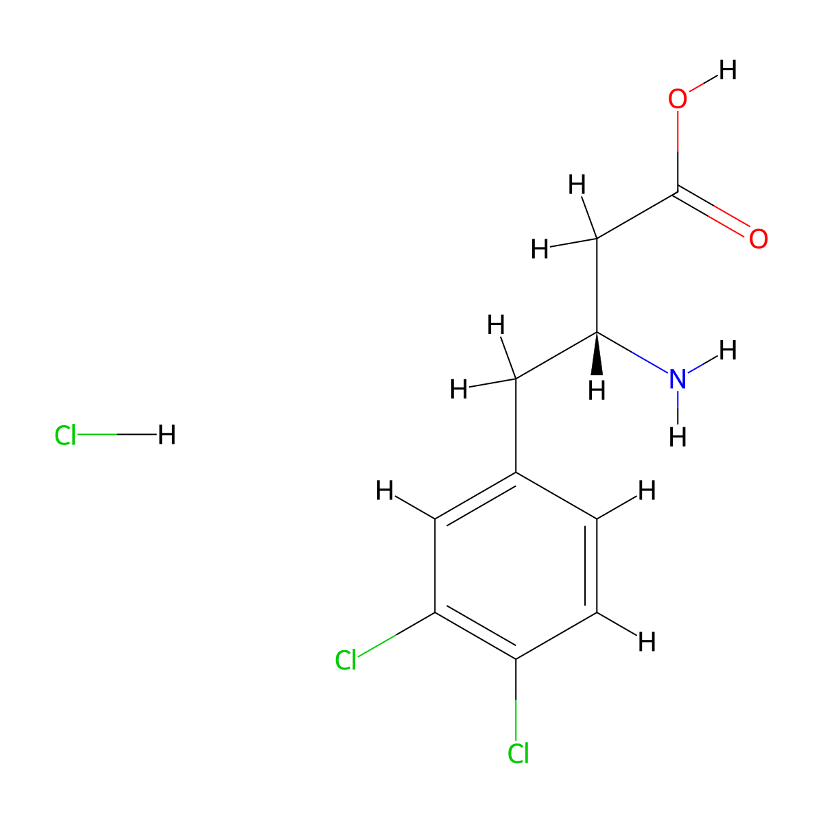 (R)-3-Amino-4-(3,4-dichlorophenyl)butanoic acid hydrochloride molecular structure, CAS 269396-55-6