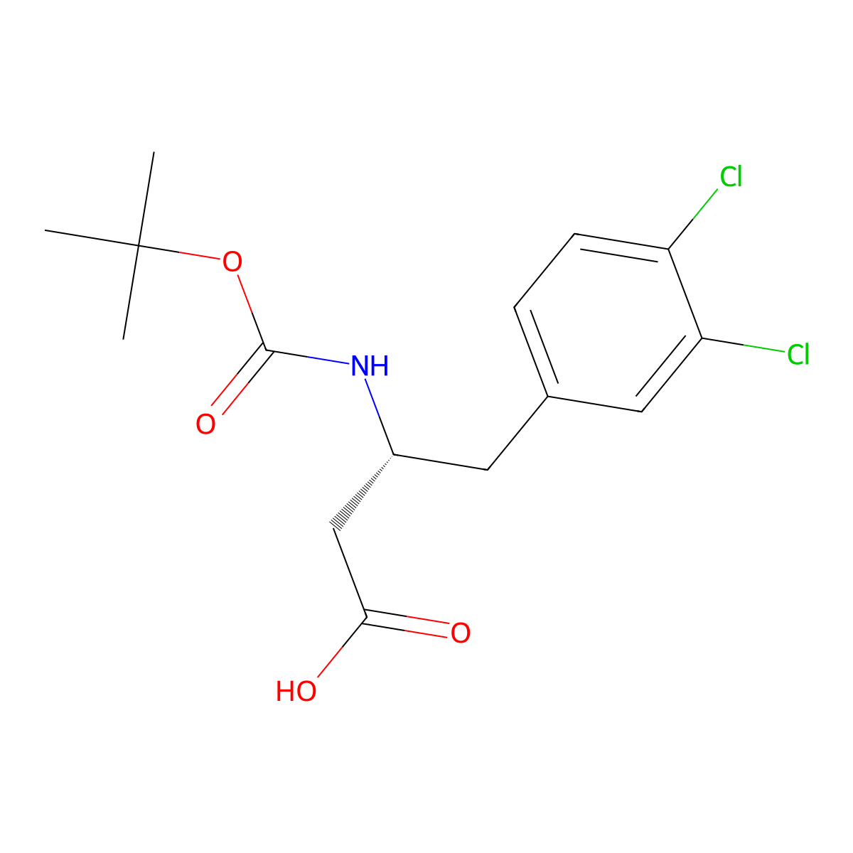 (R)-3-((tert-Butoxycarbonyl)amino)-4-(3,4-dichlorophenyl)butanoic acid molecular structure, CAS 269396-56-7