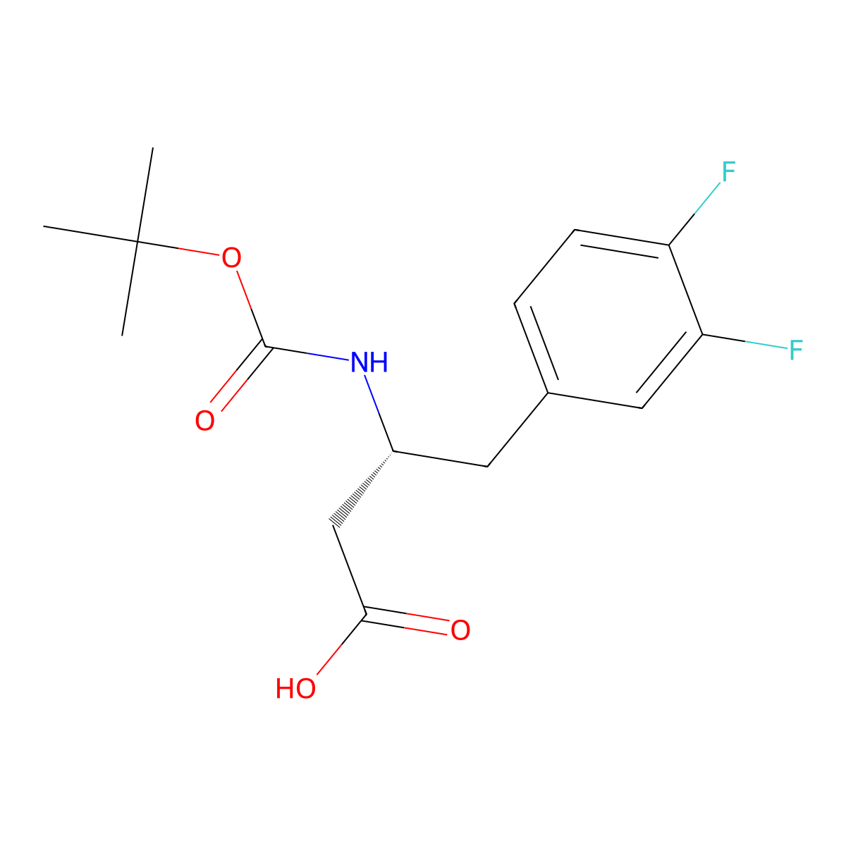 (R)-3-((tert-butoxycarbonyl)amino)-4-(3,4-difluorophenyl)butanoic acid molecular structure, CAS 269396-59-0