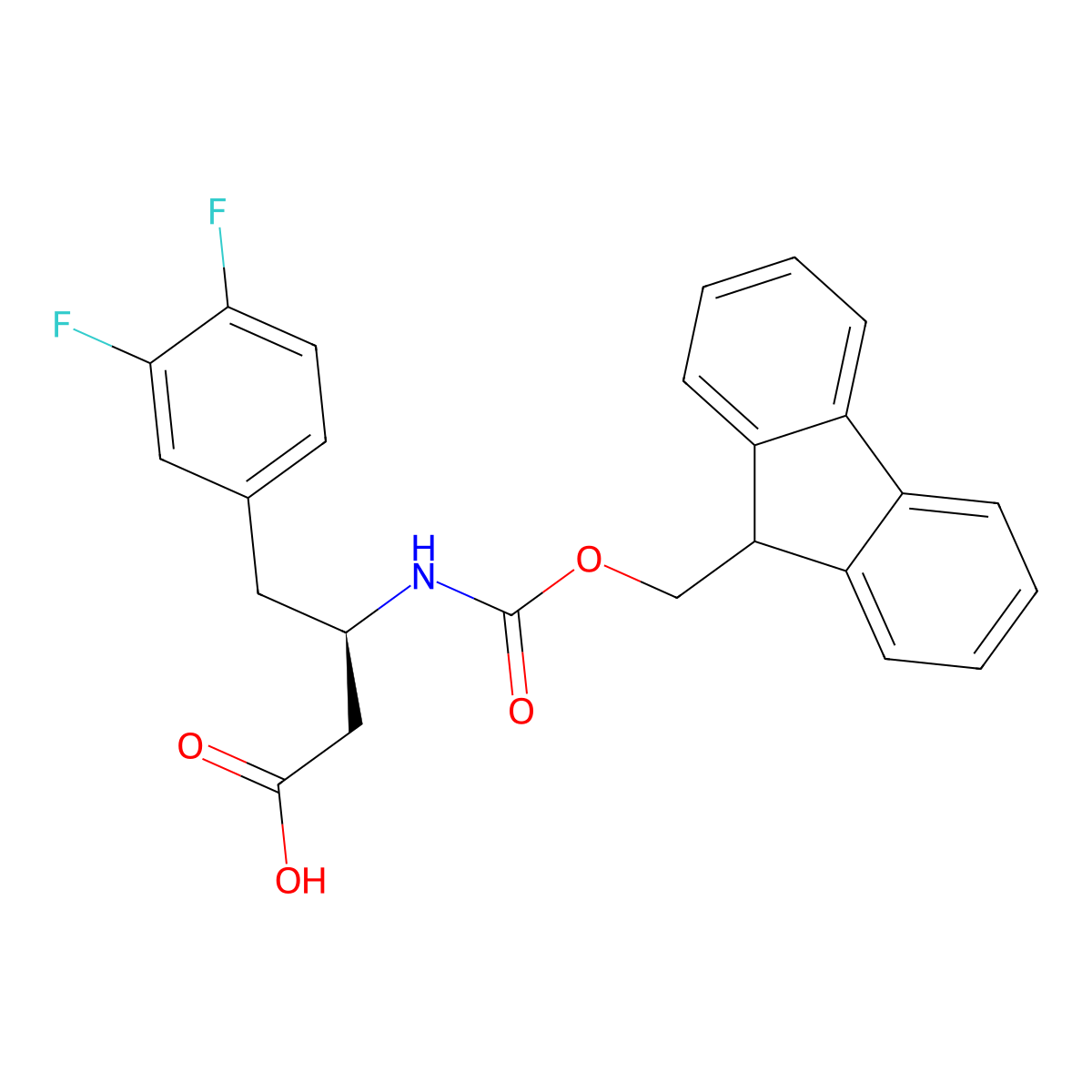 (R)-3-((((9H-Fluoren-9-yl)methoxy)carbonyl)amino)-4-(3,4-difluorophenyl)butanoic acid molecular structure, CAS 269396-60-3