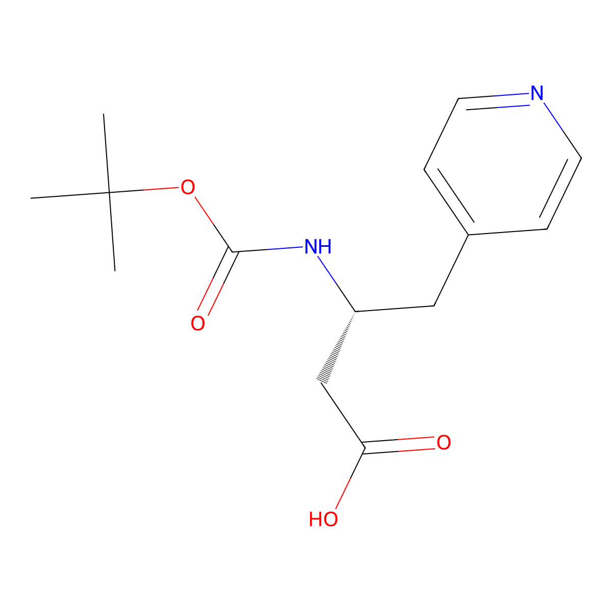 (R)-3-((tert-butoxycarbonyl)amino)-4-(pyridin-4-yl)butanoic acid molecular structure, CAS 269396-68-1