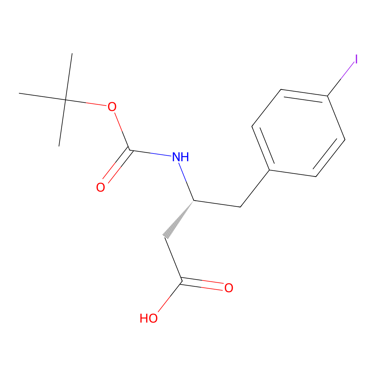Boc-(R)-3-amino-4-(4-iodo-phenyl)-butyric acid molecular structure, CAS 269396-71-6