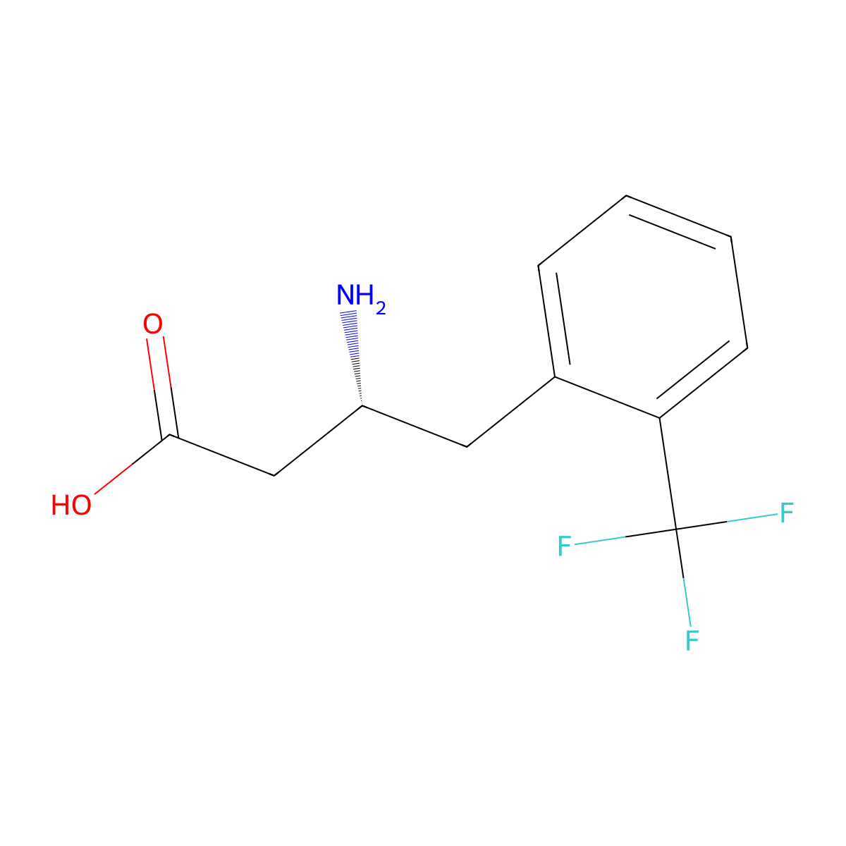 (R)-3-amino-4-(2-trifluoromethylphenyl)butanoic acid molecular structure, CAS 269396-76-1