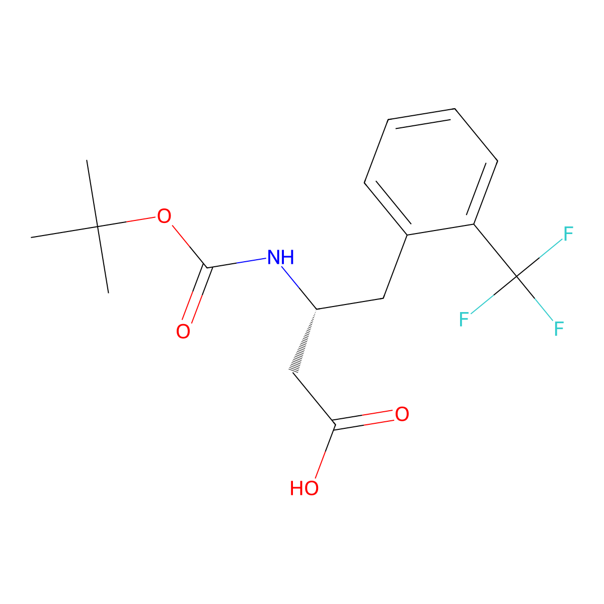 (R)-3-((tert-butoxycarbonyl)amino)-4-(2-(trifluoromethyl)phenyl)butanoic acid molecular structure, CAS 269396-77-2