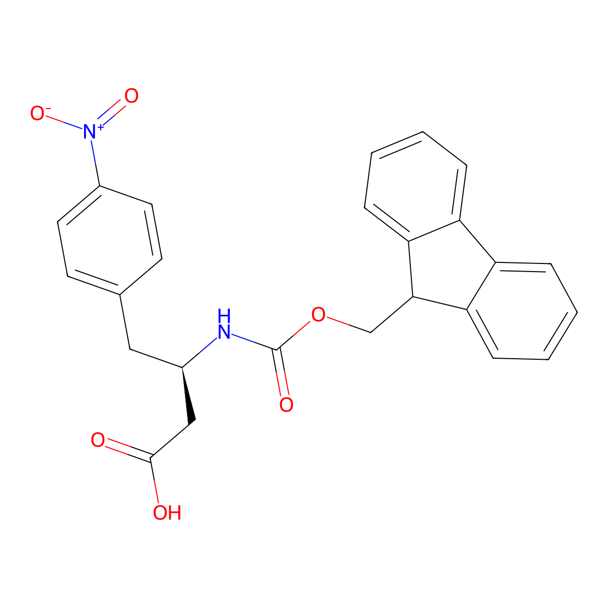 (R)-3-((((9H-Fluoren-9-yl)methoxy)carbonyl)amino)-4-(4-nitrophenyl)butanoic acid molecular structure, CAS 269398-78-9