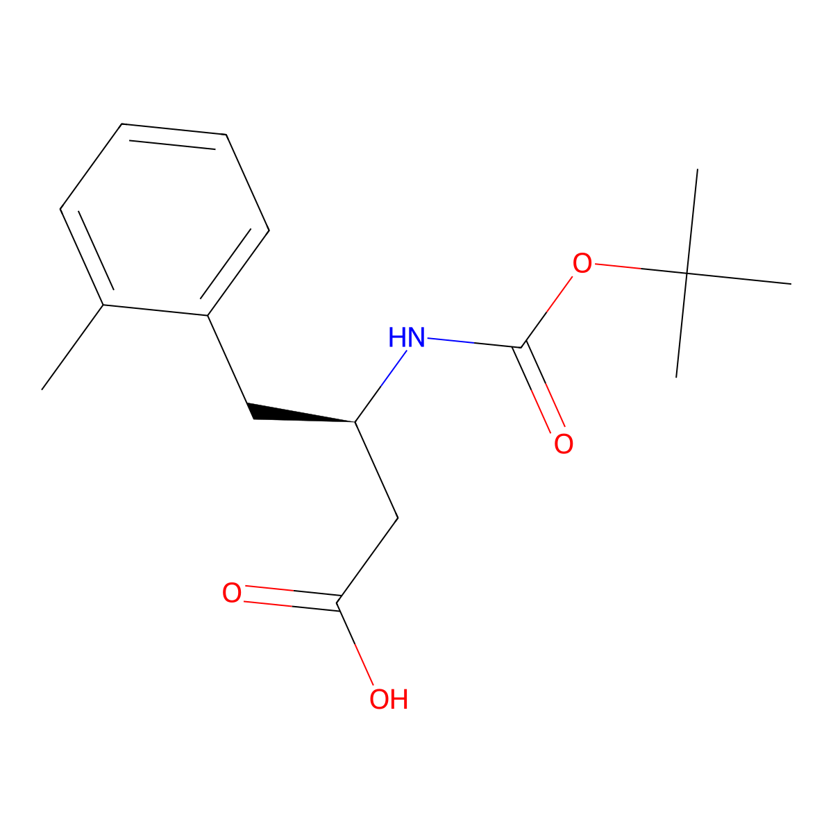 (R)-3-((tert-butoxycarbonyl)amino)-4-(o-tolyl)butanoic acid molecular structure, CAS 269398-80-3