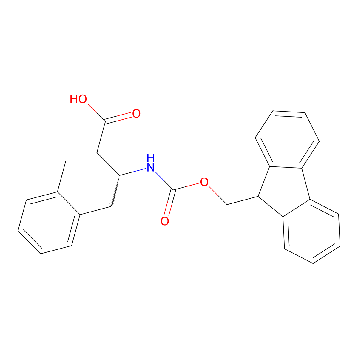(R)-3-((((9H-Fluoren-9-yl)methoxy)carbonyl)amino)-4-(o-tolyl)butanoic acid molecular structure, CAS 269398-81-4