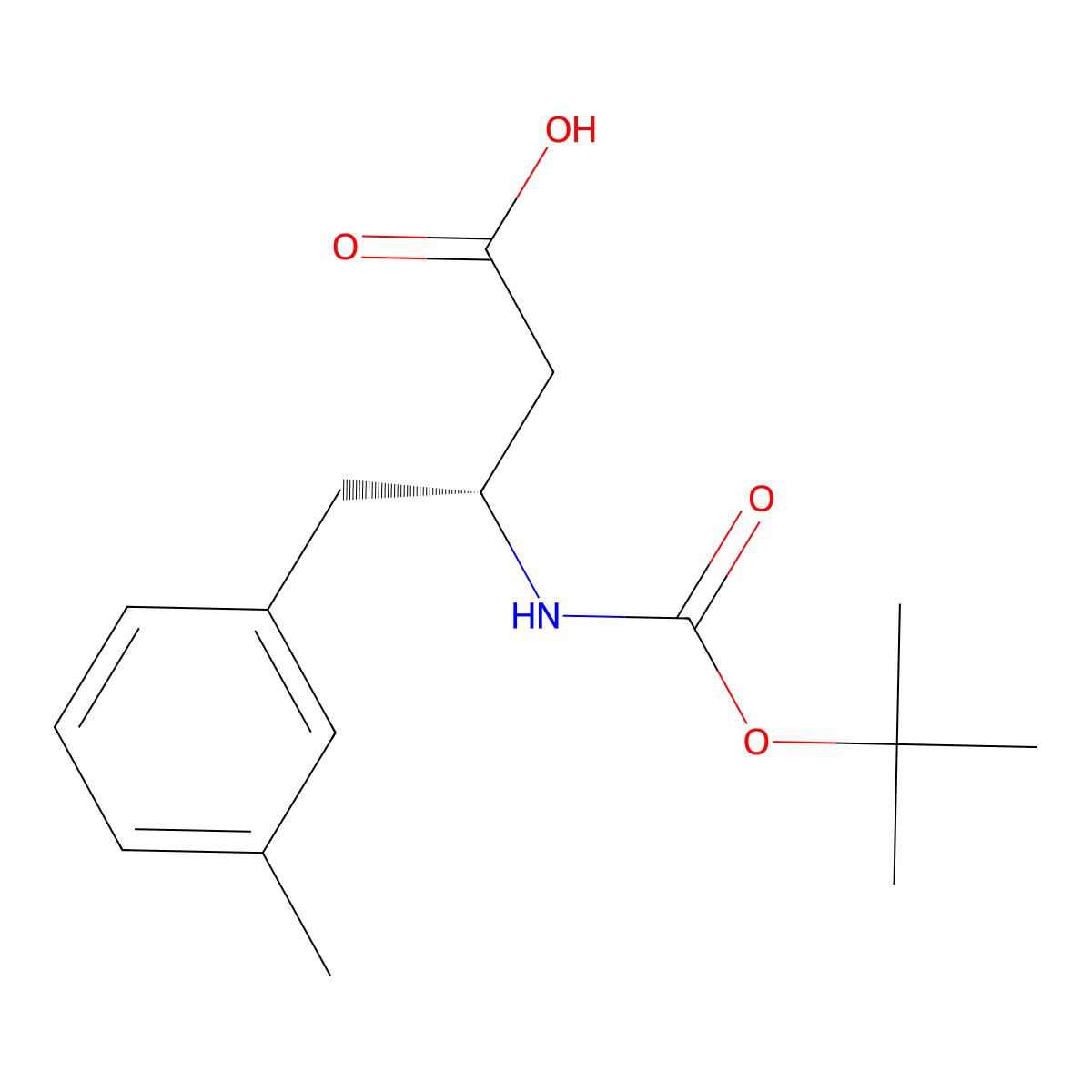 (R)-3-((tert-butoxycarbonyl)amino)-4-(m-tolyl)butanoic acid molecular structure, CAS 269398-83-6