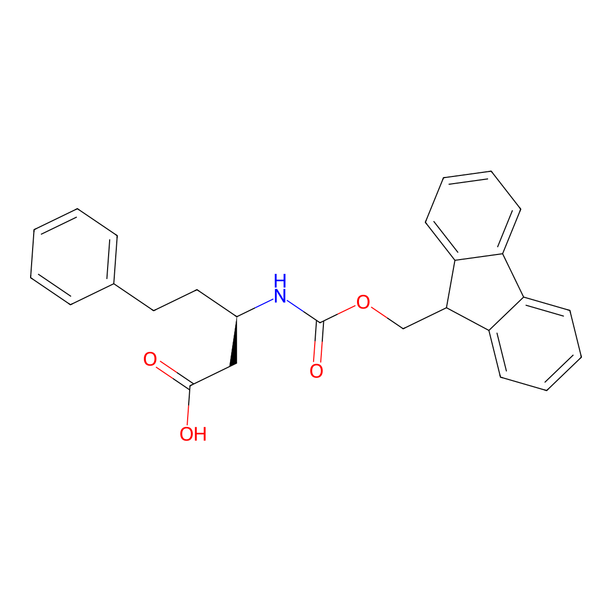 (R)-3-((((9H-Fluoren-9-yl)methoxy)carbonyl)amino)-5-phenylpentanoic acid molecular structure, CAS 269398-87-0