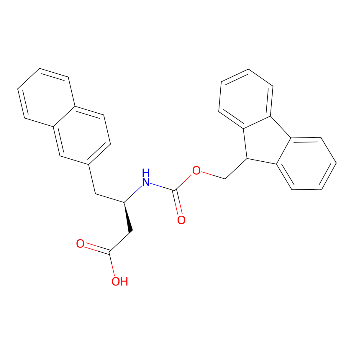 (R)-3-((((9H-Fluoren-9-yl)methoxy)carbonyl)amino)-4-(naphthalen-2-yl)butanoic acid molecular structure, CAS 269398-91-6