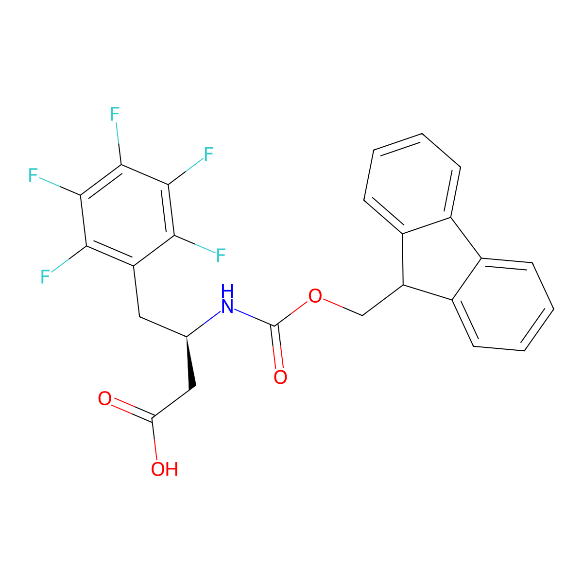 (R)-3-((((9H-fluoren-9-yl)methoxy)carbonyl)amino)-4-(perfluorophenyl)butanoic acid molecular structure, CAS 269398-94-9