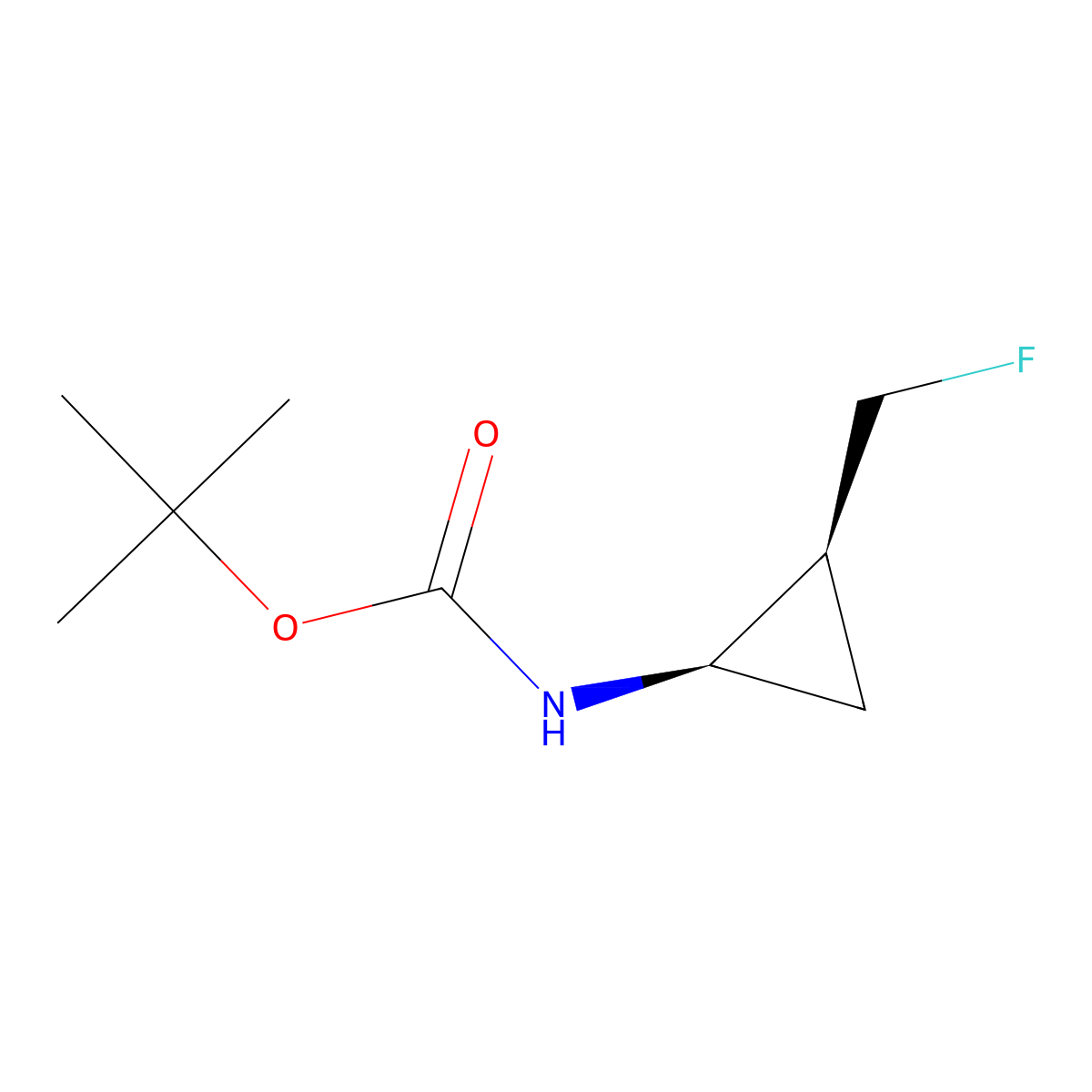 rac-tert-butyl N-[(1R,2S)-2-(fluoromethyl)cyclopropyl]carbamate molecular structure, CAS 2694001-01-7