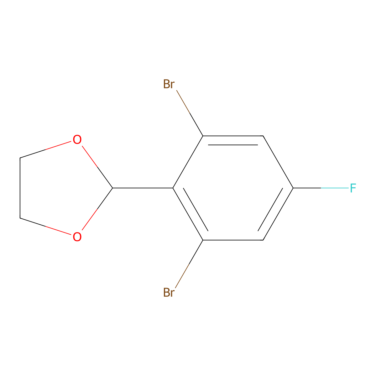 2-(2,6-Dibromo-4-fluorophenyl)-1,3-dioxolane molecular structure, CAS 2694026-62-3