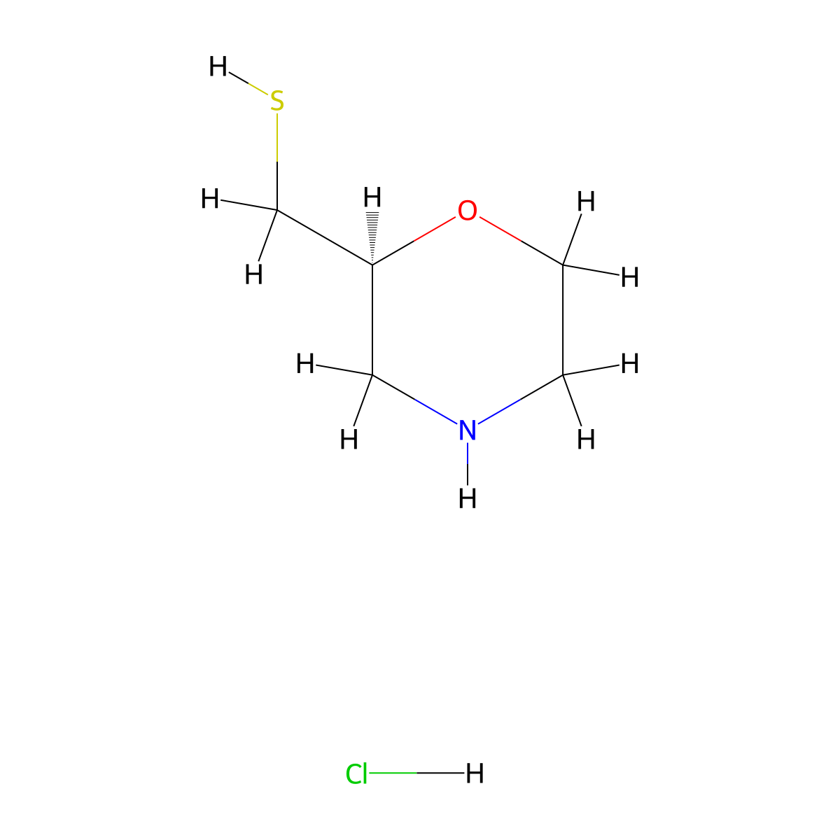 ((2S)-morpholin-2-yl)methanethiol hydrochloride molecular structure, CAS 2694056-60-3