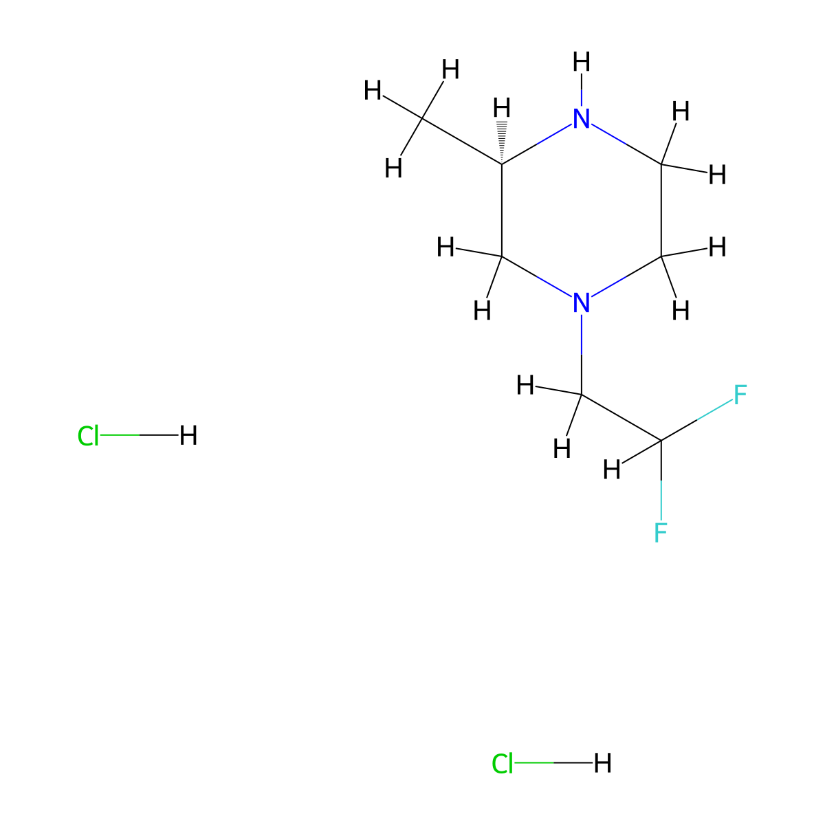 (3R)-1-(2,2-difluoroethyl)-3-methylpiperazine dihydrochloride molecular structure, CAS 2694056-61-4