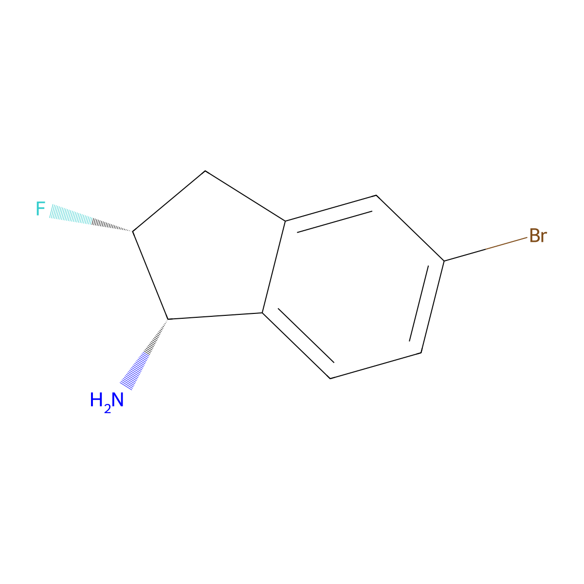 rac-(1R,2S)-5-bromo-2-fluoro-2,3-dihydro-1H-inden-1-amine molecular structure, CAS 2694056-88-5