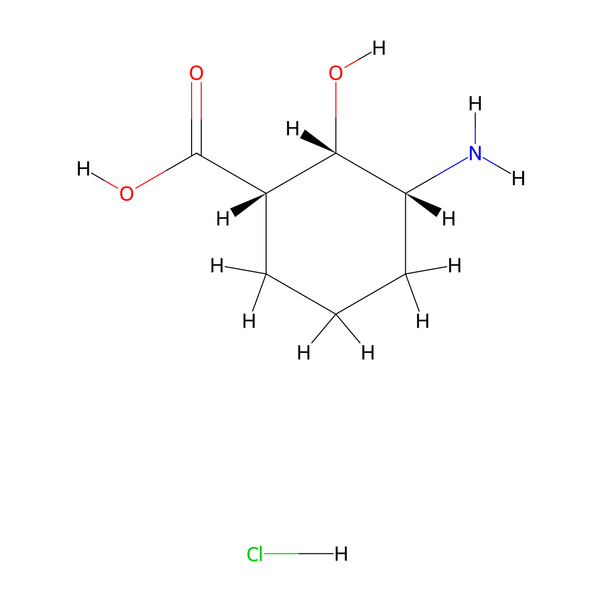 rac-(1R,2R,3S)-3-amino-2-hydroxycyclohexane-1-carboxylic acid hydrochloride molecular structure, CAS 2694056-92-1