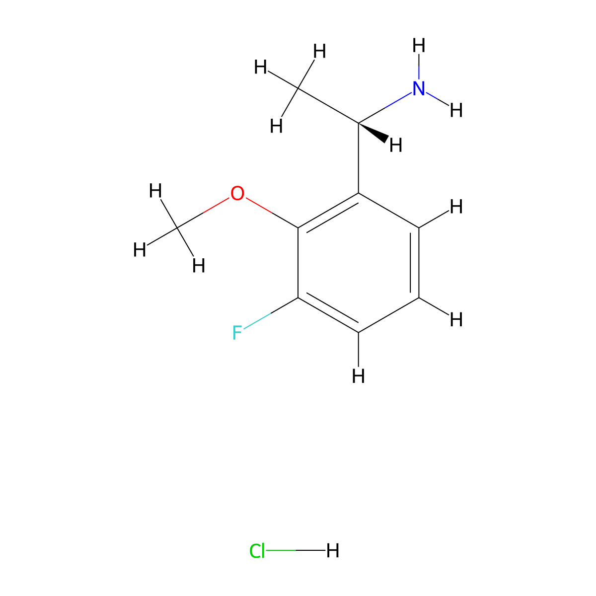 (1S)-1-(3-fluoro-2-methoxyphenyl)ethan-1-amine hydrochloride molecular structure, CAS 2694057-11-7