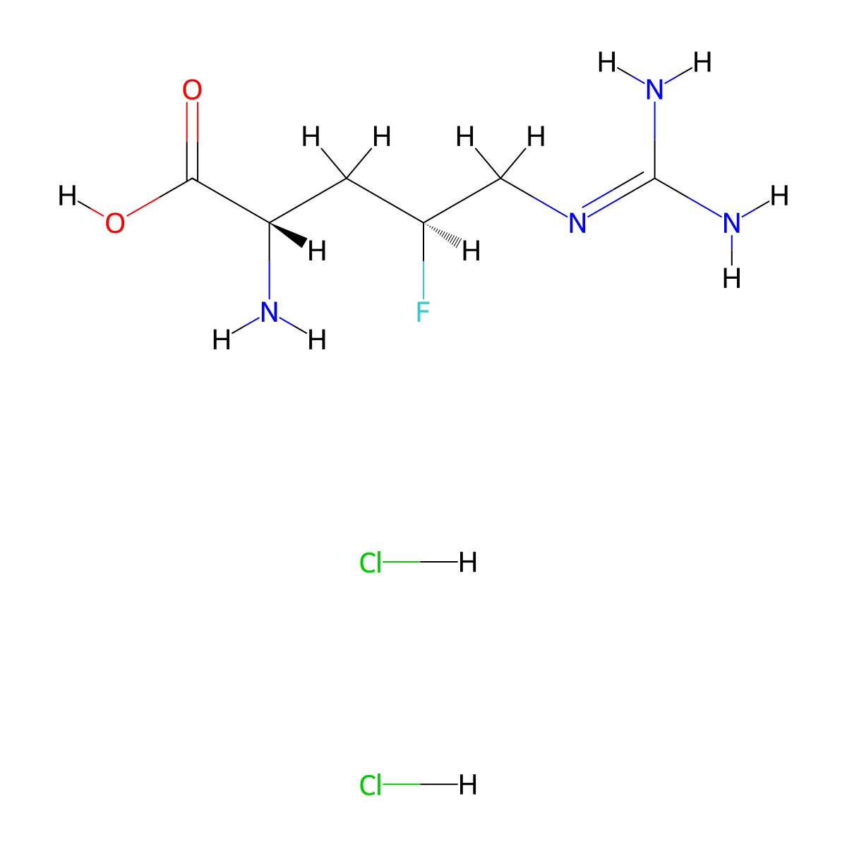 (2S,4S)-2-amino-5-carbamimidamido-4-fluoropentanoic acid dihydrochloride molecular structure, CAS 2694057-30-0