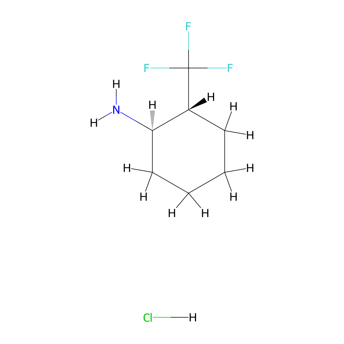 rac-(1R,2R)-2-(trifluoromethyl)cyclohexan-1-amine hydrochloride molecular structure, CAS 2694057-40-2