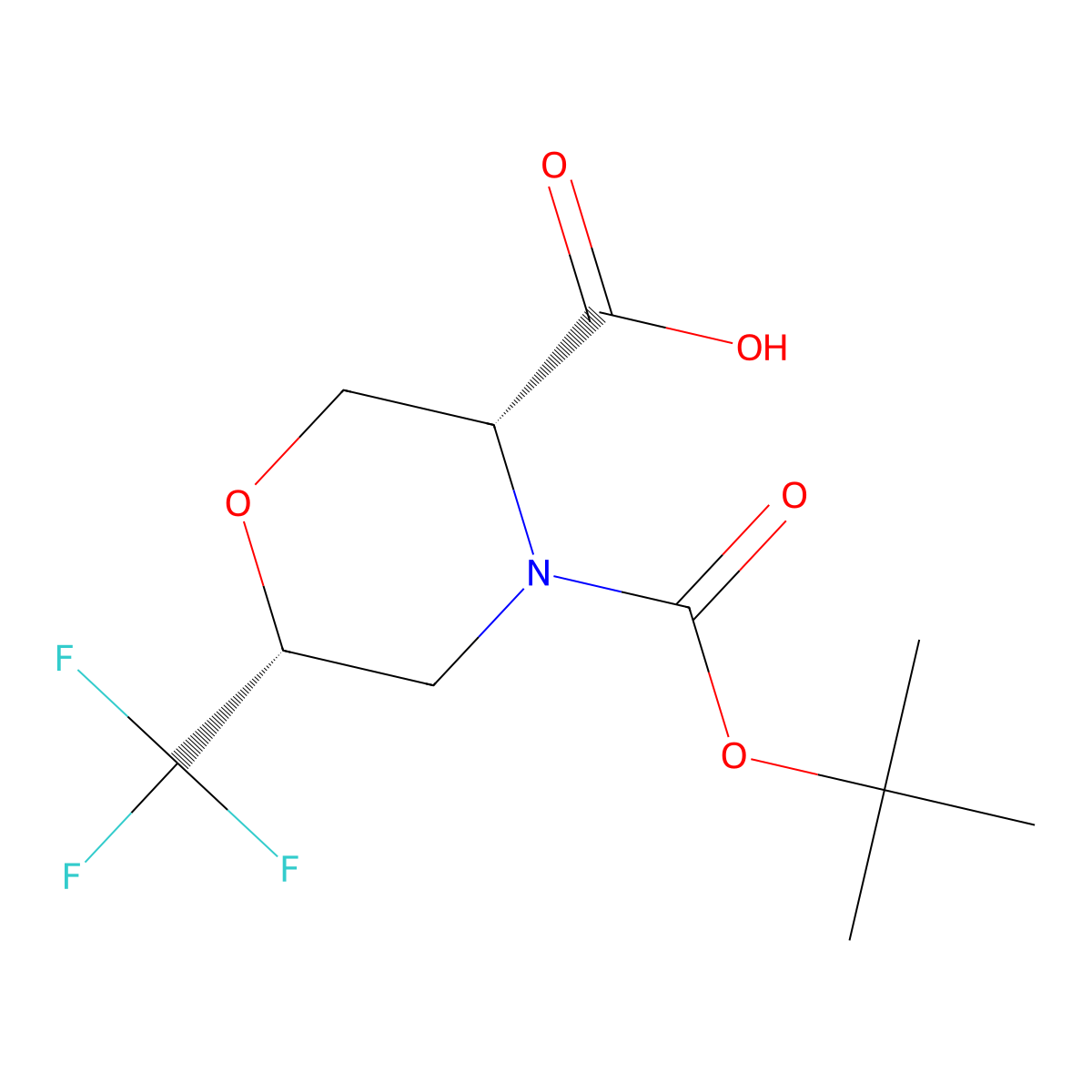 rac-(3R,6R)-4-[(tert-butoxy)carbonyl]-6-(trifluoromethyl)morpholine-3-carboxylic acid, cis molecular structure, CAS 2694057-43-5