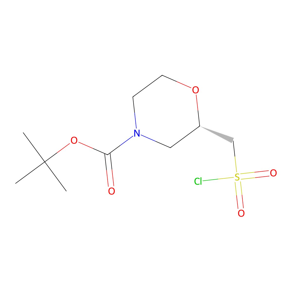 tert-butyl (2S)-2-[(chlorosulfonyl)methyl]morpholine-4-carboxylate molecular structure, CAS 2694057-51-5
