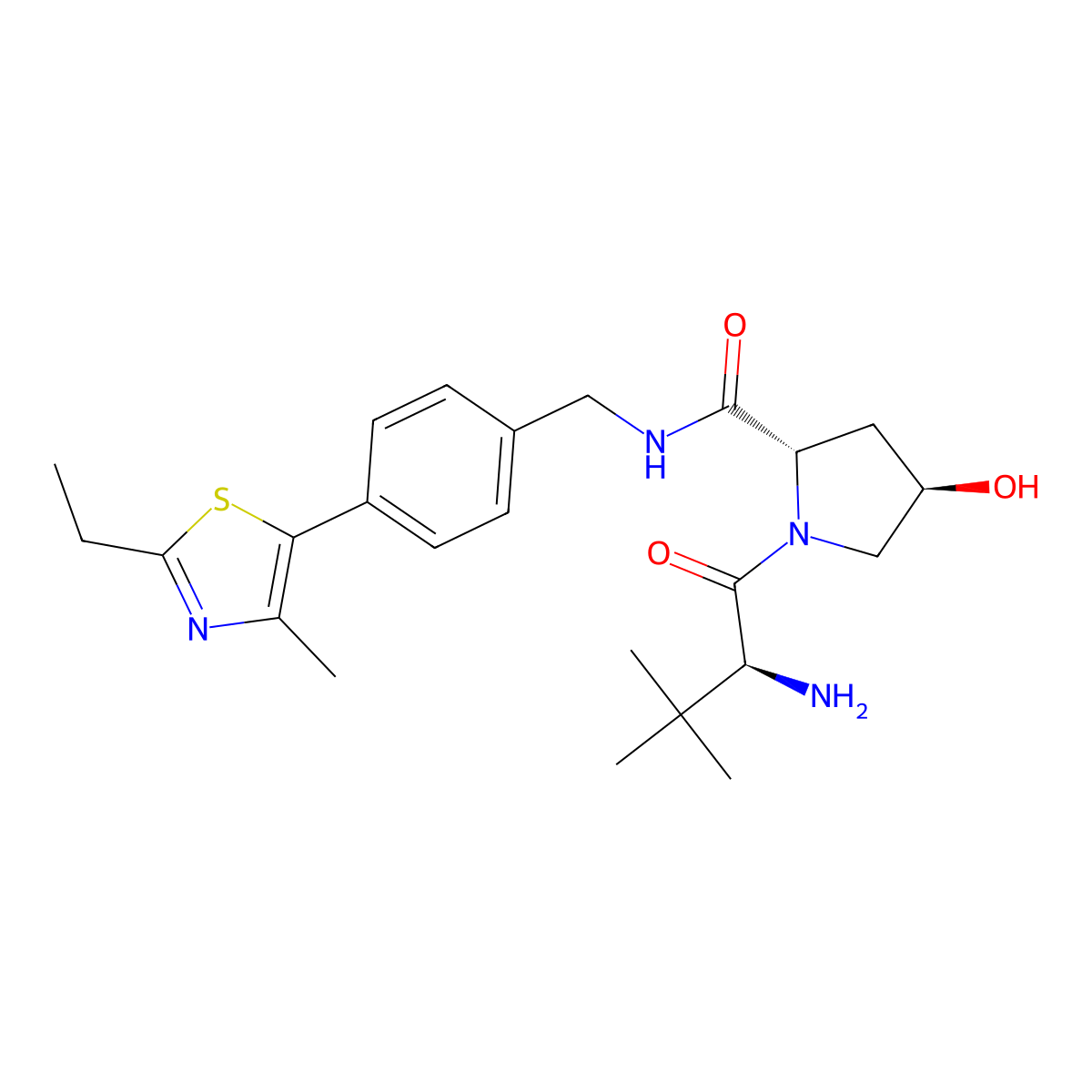 (2S,4R)-1-[(2S)-2-amino-3,3-dimethylbutanoyl]-N-{[4-(2-ethyl-4-methyl-1,3-thiazol-5-yl)phenyl]methyl}-4-hydroxypyrrolidine-2-carboxamide molecular structure, CAS 2694057-57-1