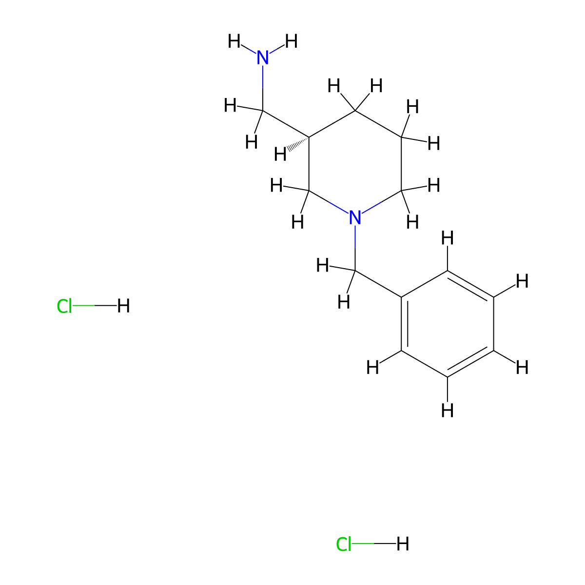 1-[(3R)-1-benzylpiperidin-3-yl]methanamine dihydrochloride molecular structure, CAS 2694057-59-3